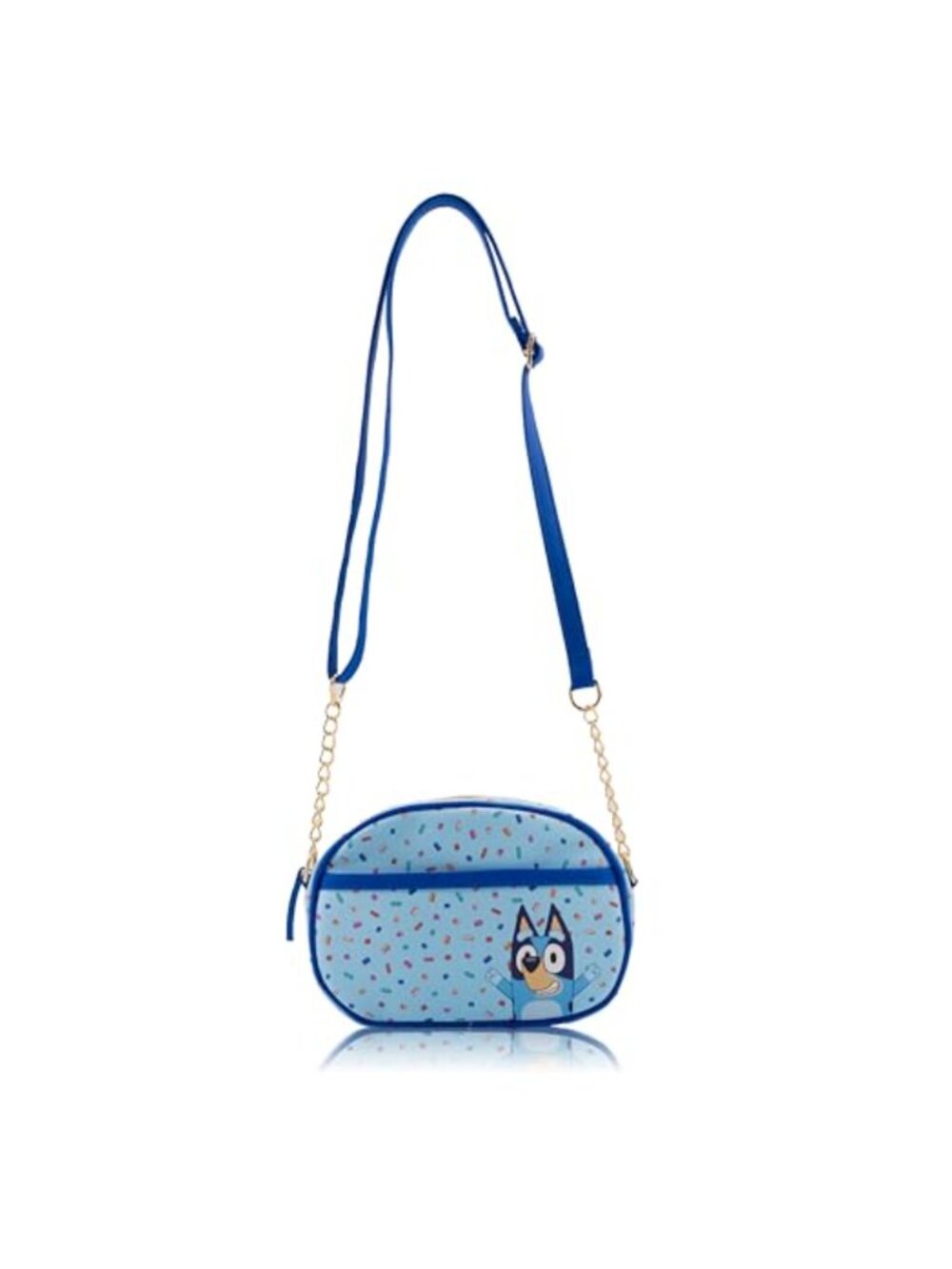 Bluey Crossbody Bag Metallic Vinyl Adjustable Strap Women's Shoulder Purse